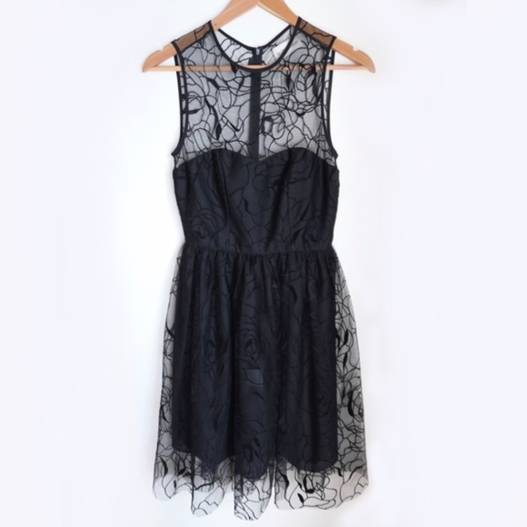 Rachel Antonoff Erin Black Sheer Floral Dress - Picture 3 of 5
